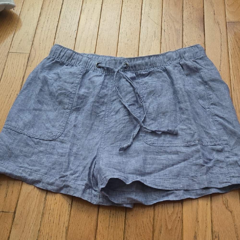 C&C California Light Blue Drawstring Linen-Blend Athletic Shorts